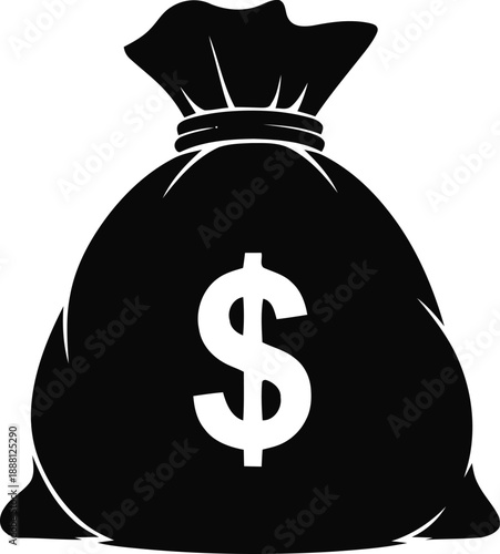 Money bag with dollar sign, financial icon representing wealth, banking, savings, and economic prosperity