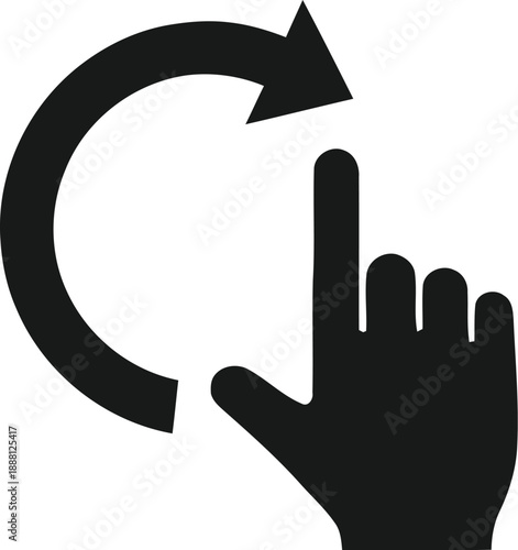 Recycle arrow with a hand cursor on a transparent background, representing refresh, redo, or repeat action in user interface