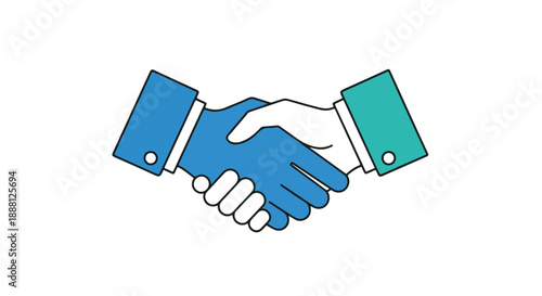 Modern Handshake Icon Vector Illustration Representing Business Agreement and Partnership isolated on White