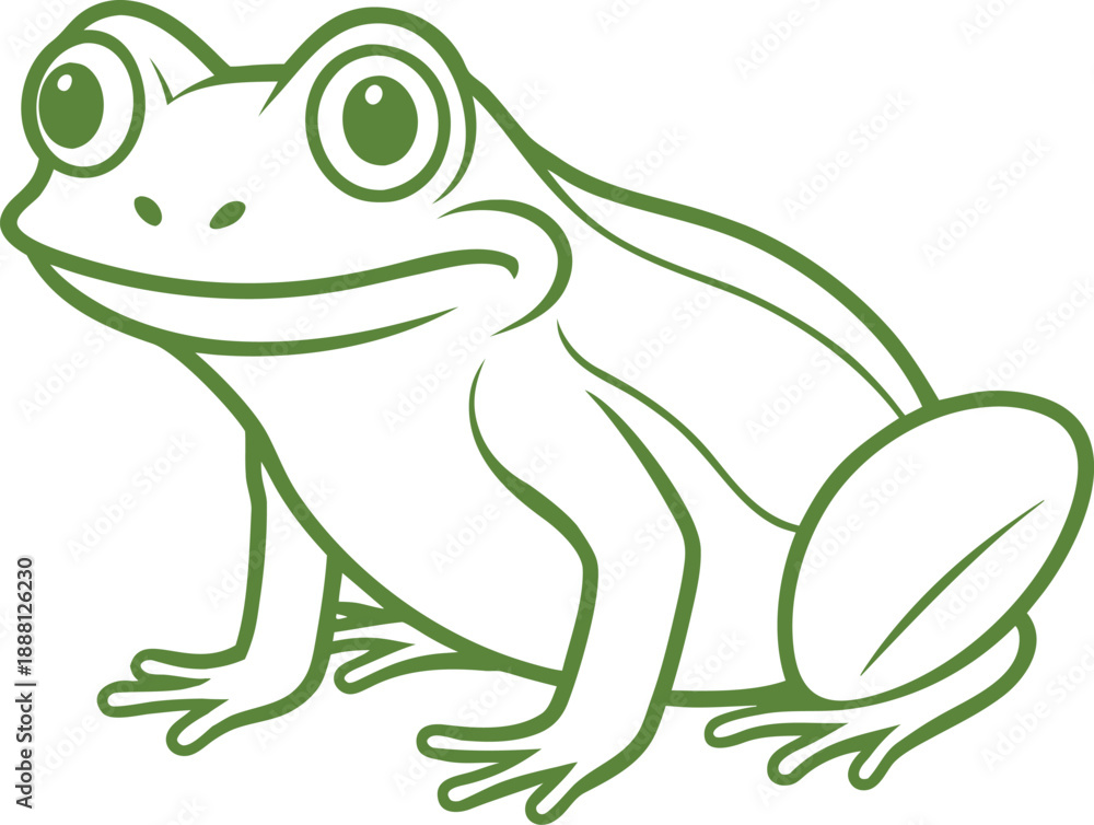 Fototapeta premium Frog silhouette, simple frog icon, flat amphibian vector, modern animal shape, clean outline design