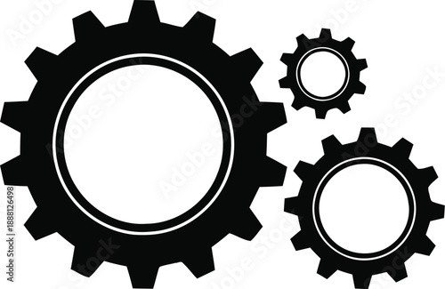 Three gears icon mechanism engineering machinery industrial process technology development innovation system