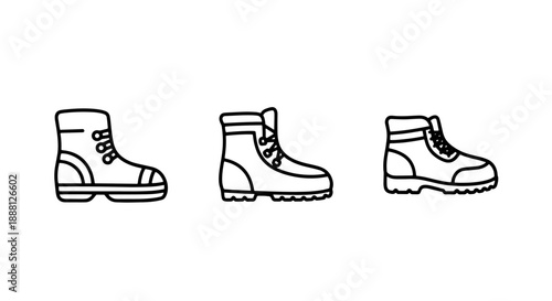 Durable Boot Icon Set: Work Boots, Hiking Boots, and Casual Shoes for Men