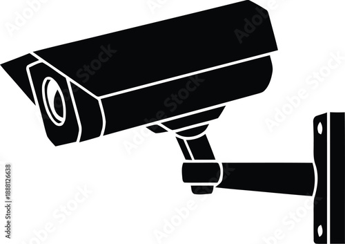 Black security camera mounted on wall showing surveillance technology for monitoring and protection purposes