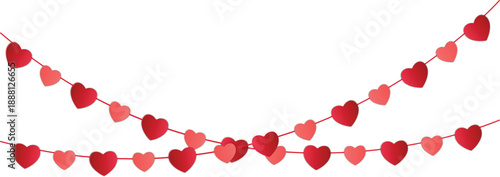 Red Paper Heart Garland Decoration Vector Image