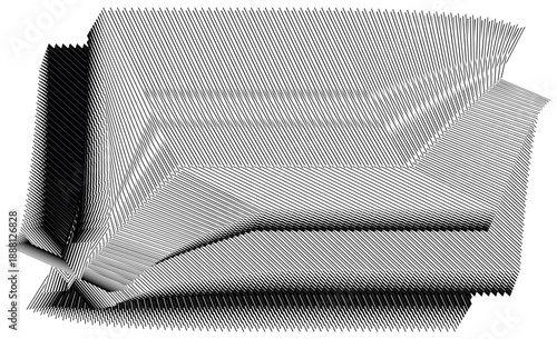 modern abstract halftone lines background, original wave effect composition, complex organized structure, construction, creative geometric dynamic pattern, vector black and white texture