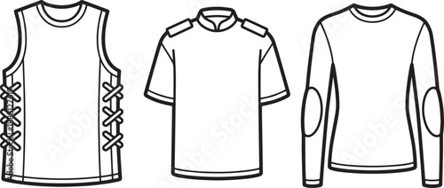 Lace up vest, t shirt and long sleeve shirt with elbow patches