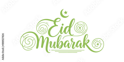 Script Vector Hand Drawn for Eid Mubarak, a Blessed festival, Design Element for the celebration of the Muslim community festival

