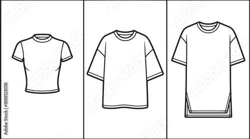 Universal t shirt template pack with different fits for apparel design and merchandising