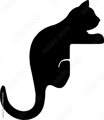 Black Cat Silhouette Peeking Up from Corner Edge