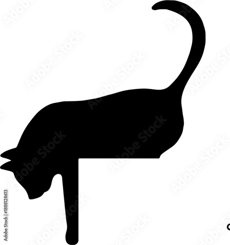 Spooky Black Cat Peeking Down from Corner Silhouette