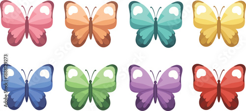 Colorful butterfly in pink orange teal yellow blue green purple red butterflies