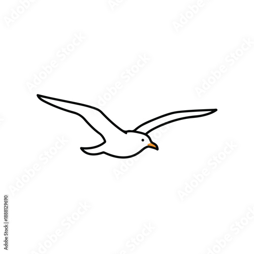 Seagull in Flight Over Ocean