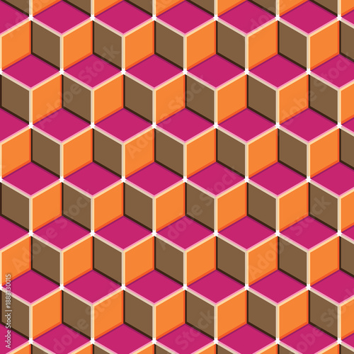 Retro Geometric Cube Illusion