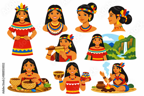 Venezuelan Indigenous woman in cultural scenes