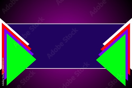 Luxury Abstract Geometric Frame with Green Triangles on Purple Background