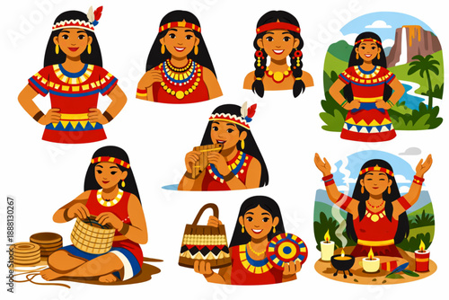 Venezuelan Indigenous woman in cultural scenes