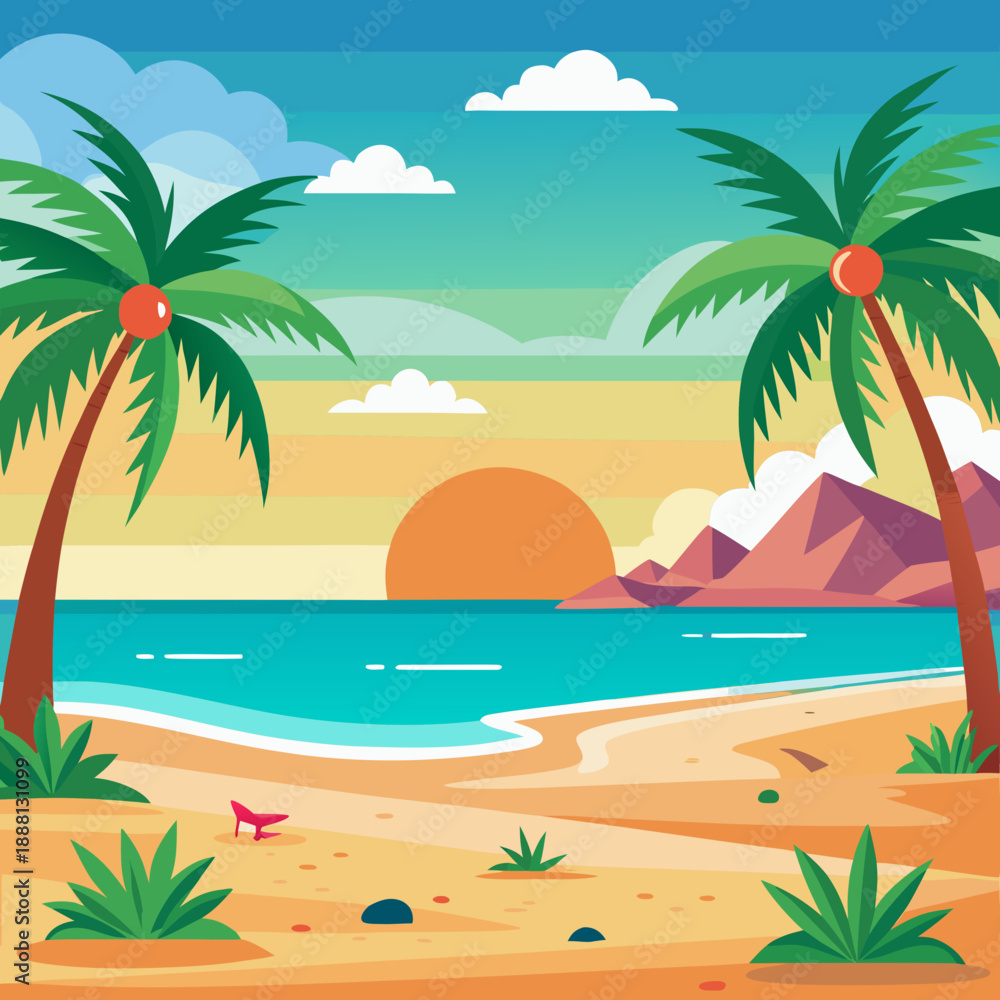 Obraz premium Tropical sunset by the sea