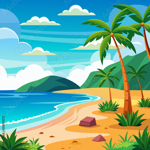 Tropical beach with palm trees