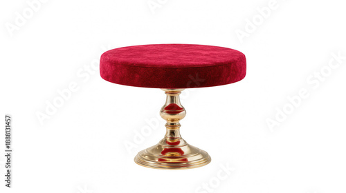 Luxurious red velvet stool with ornate gold base