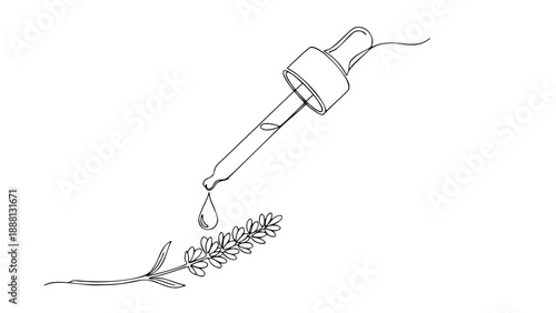 Essential Oils Aromatherapy Lavender Dropper Line Art Wellness Concept
