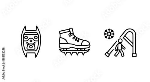 Winter sports icons: ice skates, sledding, and ice skates