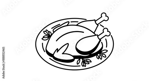 Delicious Roasted Turkey on a Platter with Garnish, Perfect for Thanksgiving, Christmas, Holiday Feasts, and Culinary Celebrations