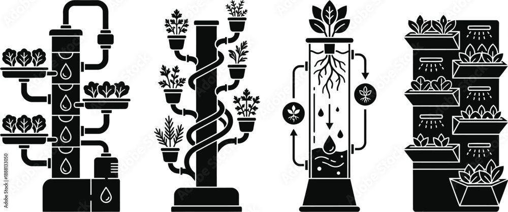Obraz premium Hydroponic vertical gardening system for sustainable indoor plant cultivation
