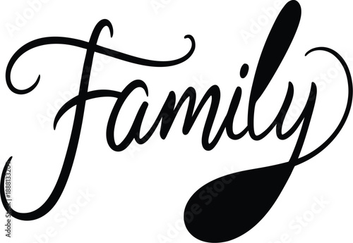 family calligraphy lettering typography illustration black