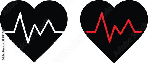 heart pulse icon set medical love heartbeat illustration