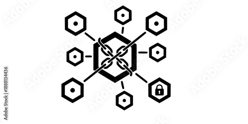 Blockchain Decentralized Security Network Icon