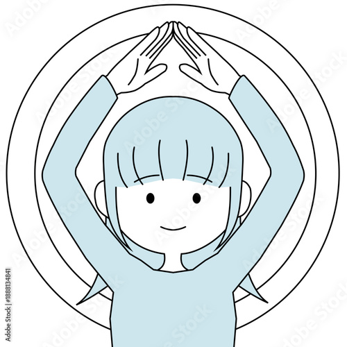 両手で丸を作る人物のシンプルなイラスト (女性）