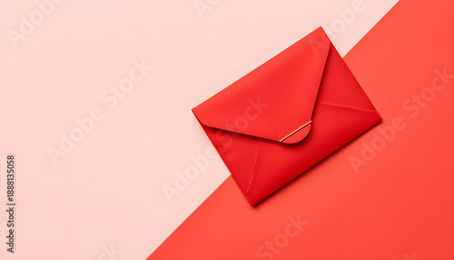 Free Download Luxury red envelope with gold accent on minimalist background, New Year - GFXLoad