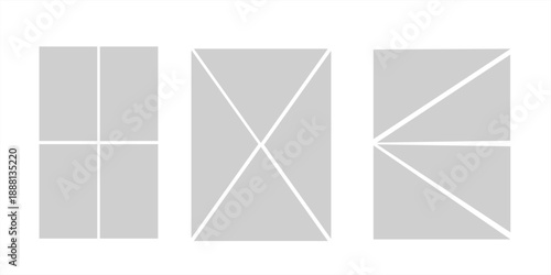 Set of comic 3 frame photo collage layout