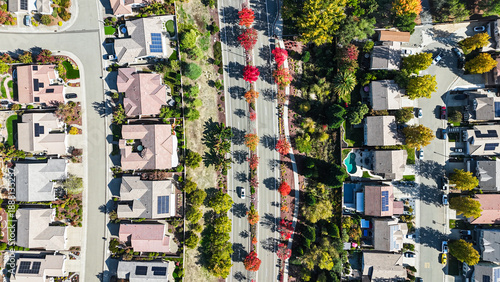 Suburban neighborhood with solar in Northern California 