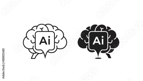 Two black and white brain icons with the letters ai inside a rectangular shape are shown