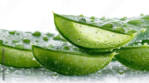 Wallpaper Mural Fresh aloe vera slices with water droplets highlighting natural health benefits. Torontodigital.ca