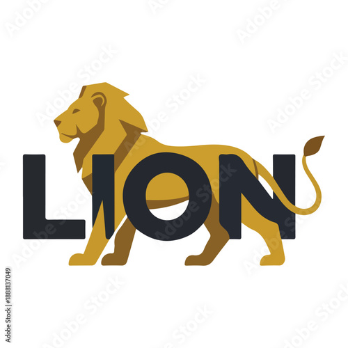 Creative Double Exposure Lion Wordmark Design.