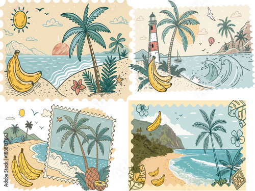 Happy Valentine's Day. Vector cute illustration of a loving couple, hearts, gift, letter, car, candle, lock with key, jam, engagement ring, and romantic details for greeting cards, icons, and banners.