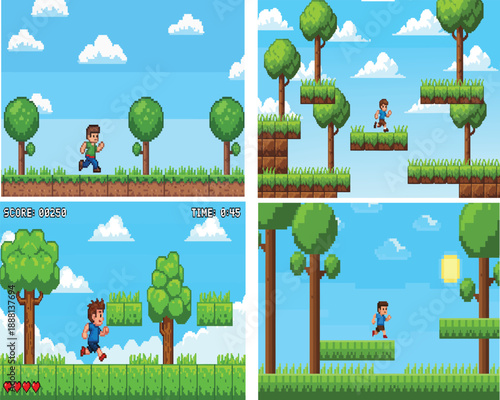 Retro pixel art characters collection featuring adventurers and creatures