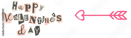 Happy Valentine's Day greeting with pink heart arrow