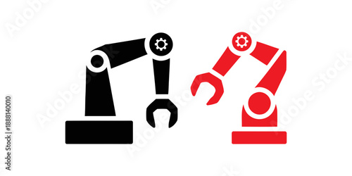Collection of Industrial robotic icons vector,Transparant background