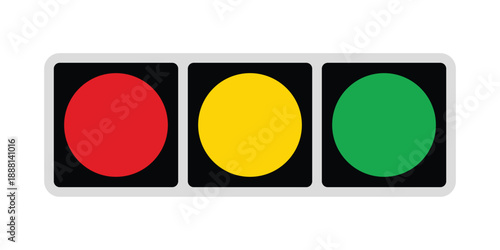 Horizontal Traffic Signal Icon - Standard Vector Road Safety Symbol with Red, Yellow, and Green Lights