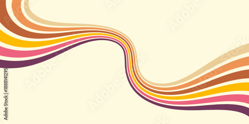 Colorful composition of parallel colored lines in the style of the 70s-80s. Abstract background for creative design