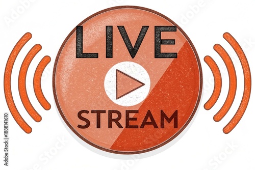 Live stream button icon in flat style webinar vector illustration on isolated background streaming sign business concept