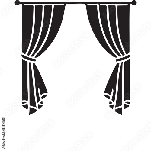 Elegant Stage Curtains Silhouette Illustration