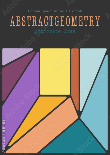 Colorful mosaic of geometric shapes. Geometric abstraction. Cover, design and creative ideas background template