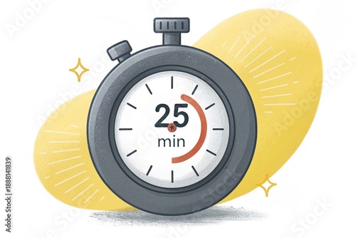 25 minutes on stopwatch icon in flat style clock face timer vector illustration on isolated background countdown sign business concept