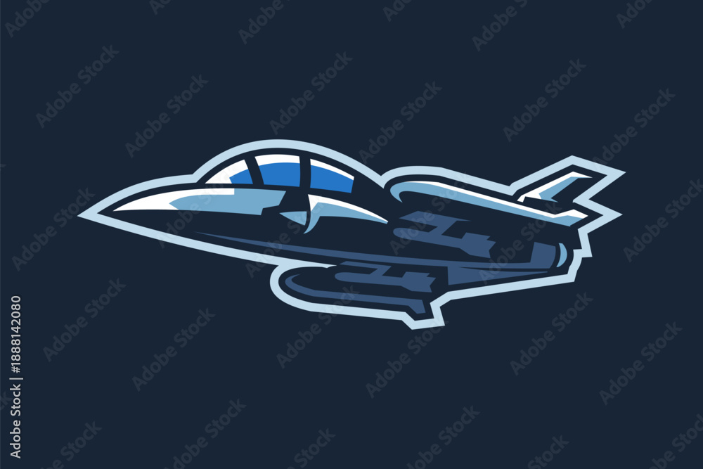 Fototapeta premium American cold war fighter plane vector illustration. simple aircraft clipart, military equipment.