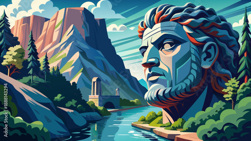 Very beautiful Decebal Head sculpture carved into rocky cliffs dominates the Danube Gorges, blending monumental art with dramatic river landscapes and showcasing Romania’s unique historical and natura