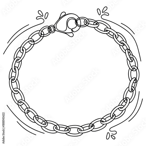 Elegant minimalist chain bracelet line art design. Non editable stroke
